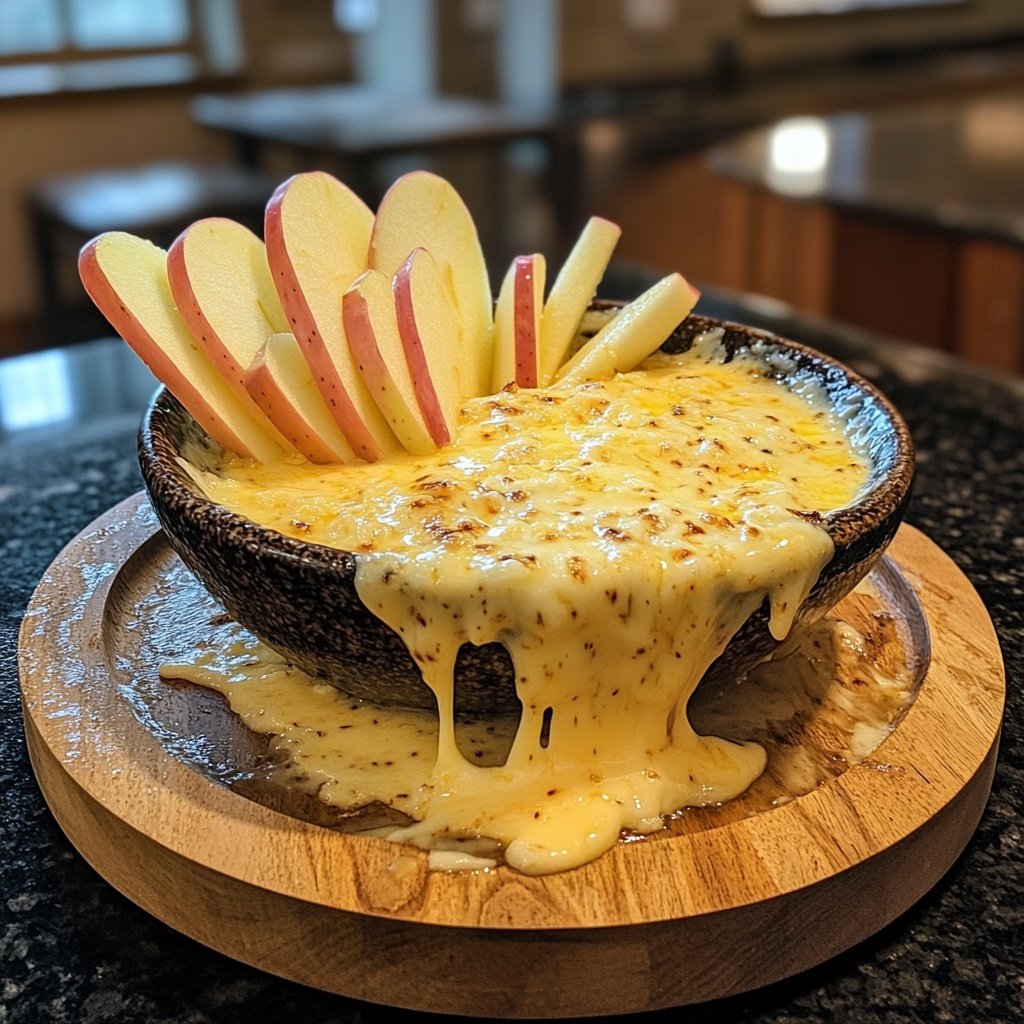 Fondue with Cheddar and Apple