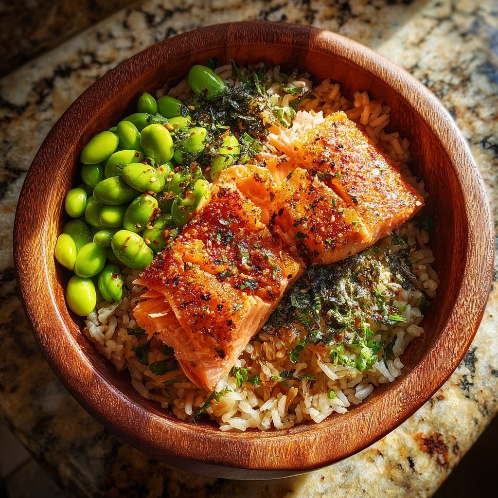 High Protein Salmon Rice Bowl