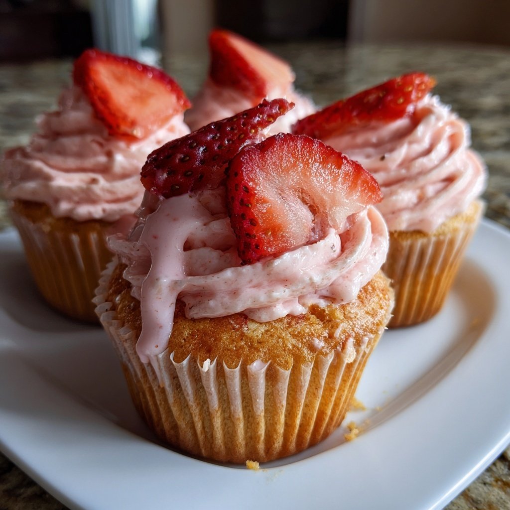 Cupcakes with Strawberry Frosting