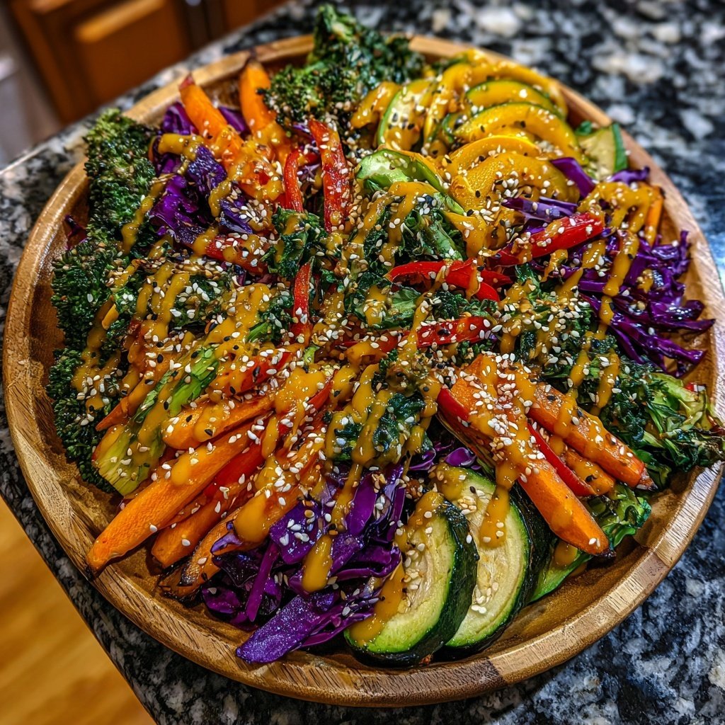 Healthy Dinner Sesame Ginger Veggie Plate