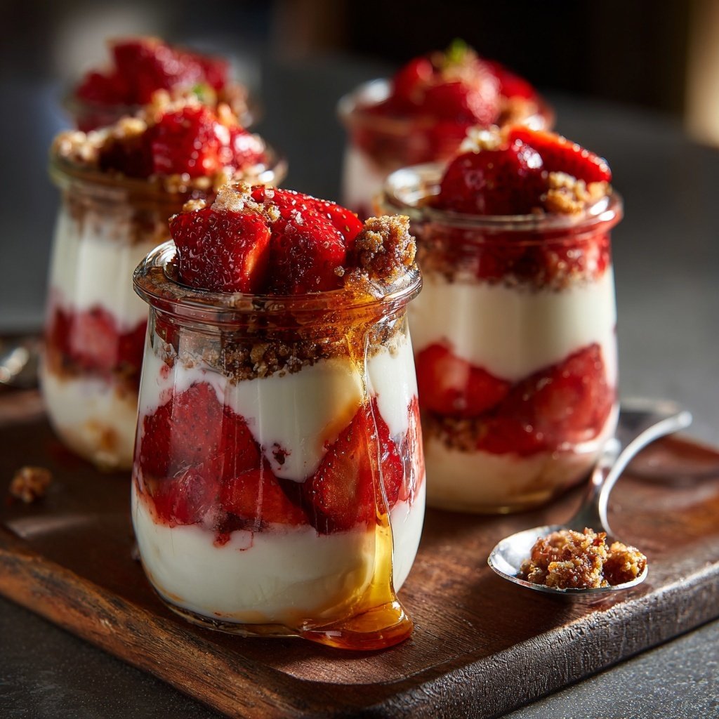 Strawberry Honey Yogurt Breakfast Pots